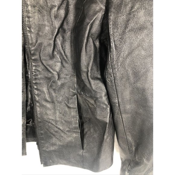 Clio Petites Black 100% Leather Jacket Coat Petite Size 4 - Picture 5 of 11